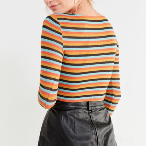 Urban Outfitters Striped Tie Front Crop Tee - Picture 5 of 6
